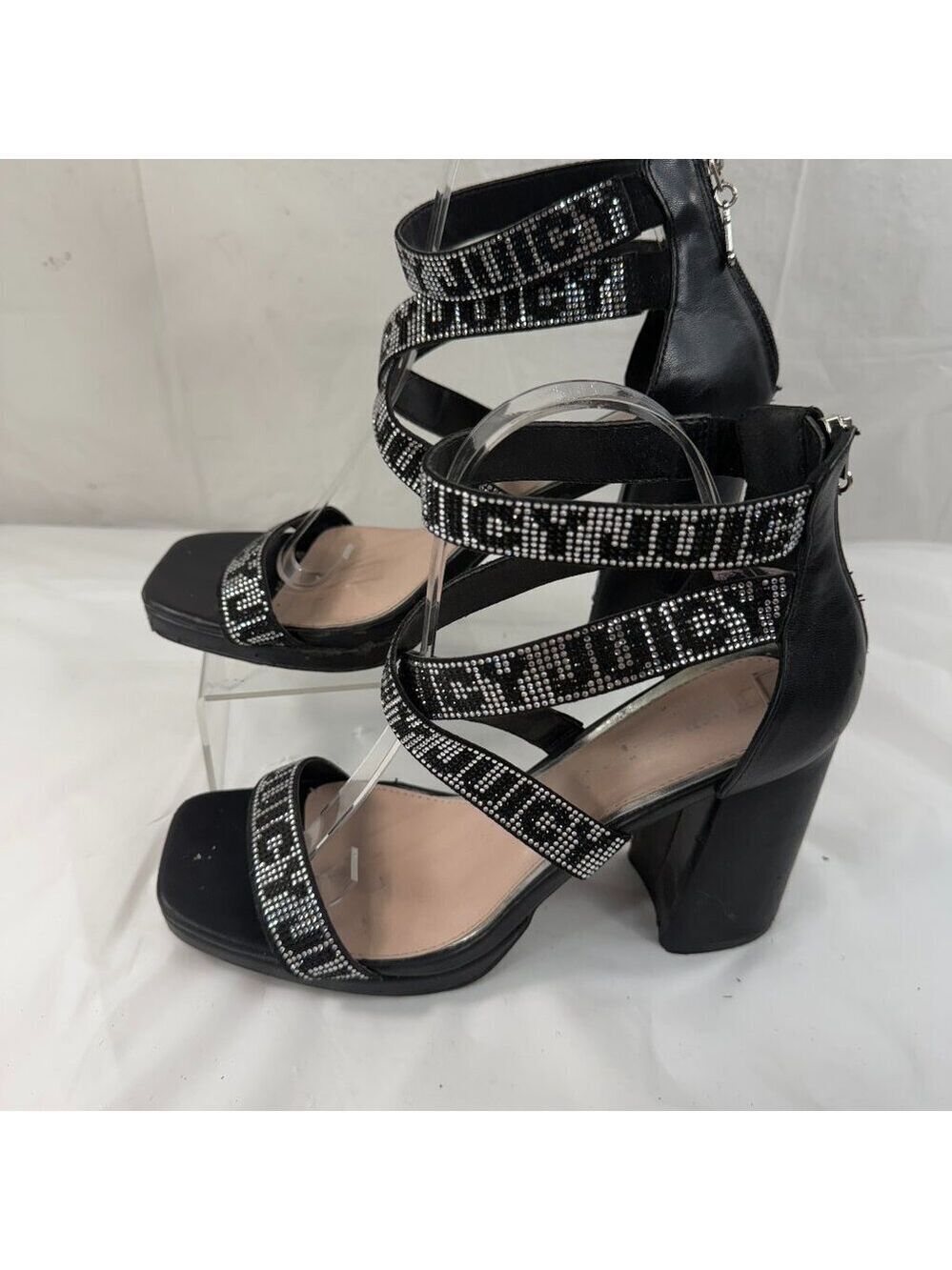 Juicy Couture Black Macarena Block Heel Strapy Handle